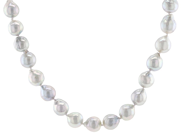 Pre-Owned Platinum Cultured Akoya Pearl Rhodium Over Silver 18 Inch Strand Necklace
