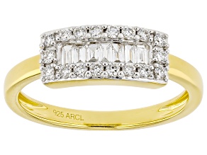 Pre-Owned White Lab-Grown Diamond F-G SI 14K Yellow Gold Over Sterling Silver Band Ring 0.33ctw