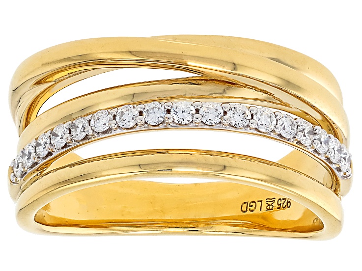 Pre-Owned White Lab-Grown Diamond H SI 14K Yellow Gold Over Sterling Silver Ring 0.25ctw