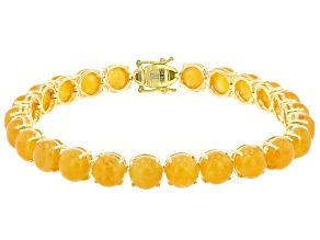 Pre-Owned Yellow Jadeite 18k Yellow Gold Over Sterling Silver Bracelet