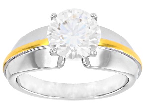 Pre-Owned Moissanite Platineve And 14k Yellow Gold Over Silver Engagement Ring 1.90ct DEW