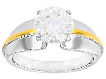 Picture of Pre-Owned Moissanite Platineve And 14k Yellow Gold Over Silver Engagement Ring 1.90ct DEW