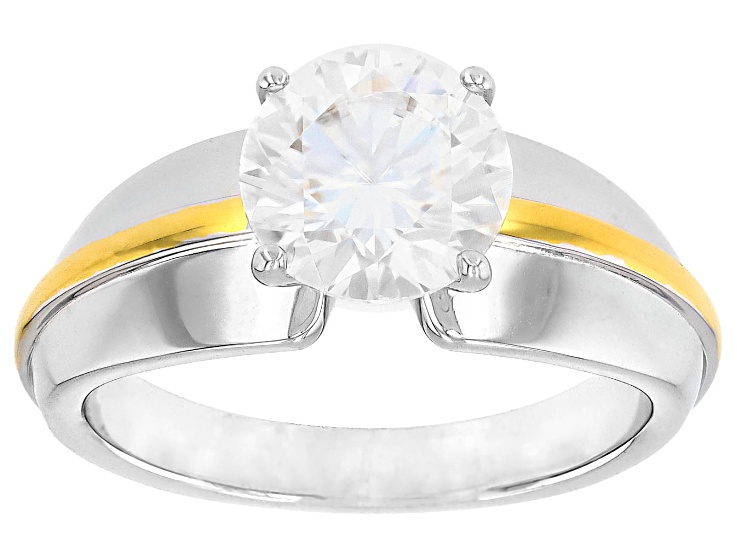Pre-Owned Moissanite Platineve And 14k Yellow Gold Over Silver Engagement Ring 1.90ct DEW