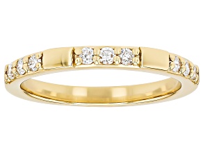 Pre-Owned White Lab-Grown Diamond H SI1 14K Yellow Gold Over Sterling Silver Band Ring 0.25ctw