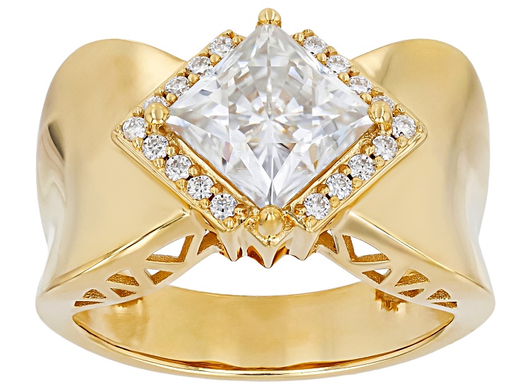 Pre-Owned Moissanite 14k Yellow Gold Over Sterling Silver Cocktail Ring 2.28ctw DEW