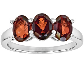Pre-Owned Red Labradorite Rhodium Over Sterling Silver 3-Stone Ring 1.77ctw