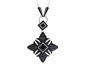 Pre-Owned Black Spinel Rhodium Over Sterling Silver Necklace 8.00ctw