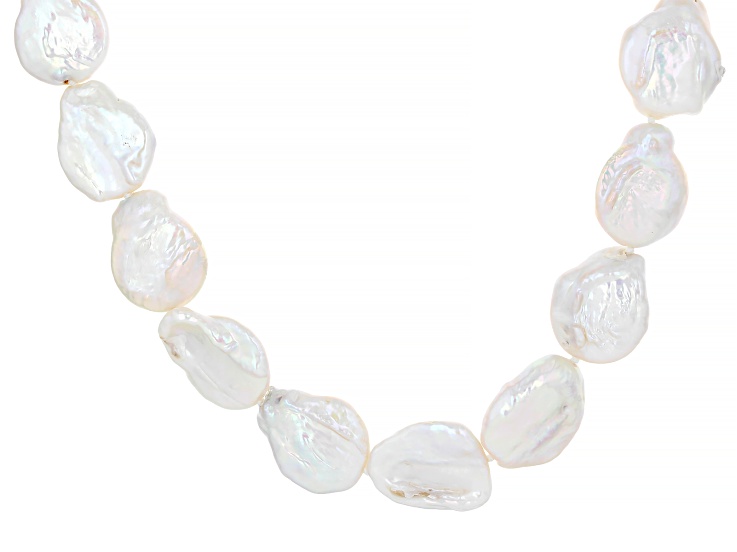 Pre-Owned White Cultured Freshwater Pearl Rhodium Over Sterling Silver 20 Inch Necklace