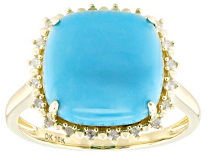 Pre-Owned Sleeping Beauty Turquoise 10k Yellow Gold Ring 0.09ctw