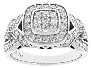 Pre-Owned Moissanite Platineve Halo Ring 1.29ctw DEW