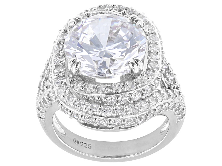 Pre-Owned White Cubic Zirconia Platinum Over Sterling Silver Ring 15.74ctw