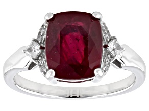 Pre-Owned Red Mahaleo Ruby Rhodium Over Sterling Silver Ring 3.44ctw