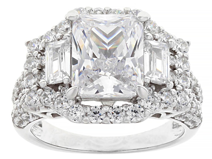 Pre-Owned White Cubic Zirconia Rhodium Over Sterling Silver Ring 7.92ctw