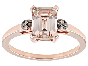 Pre-Owned Morganite With Champagne Diamond 10k Rose Gold Ring 1.31ctw
