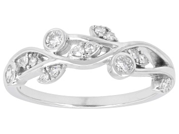 Picture of Pre-Owned White Lab-Grown Diamond G-H VS Rhodium Over Sterling Silver Flower Ring 0.25ctw