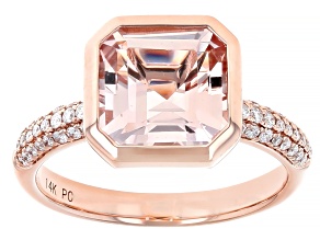 Pre-Owned Peach Morganite With White Diamond 14k Rose Gold Ring 2.70ctw