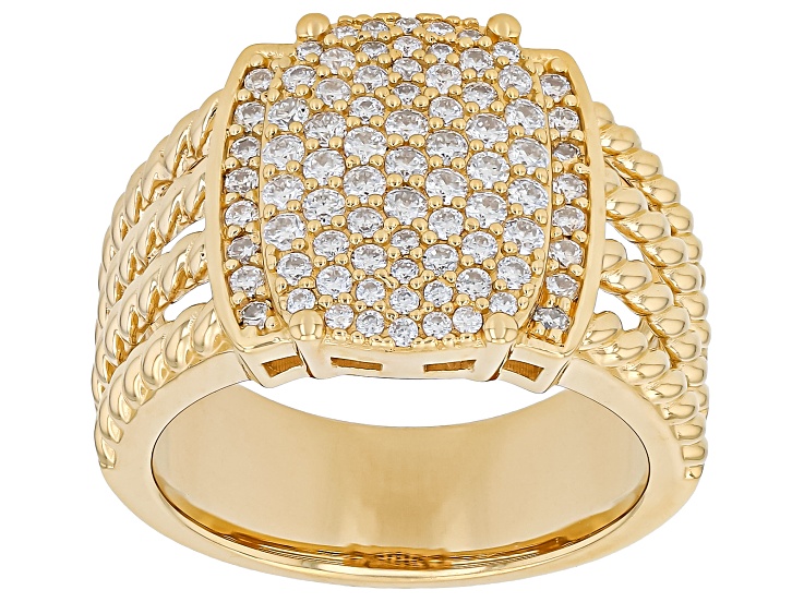 Pre-Owned Moissanite 14k Yellow Gold Over Silver Cluster Ring 1.00ctw DEW.
