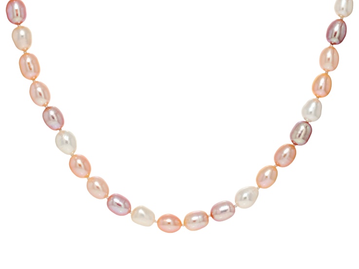 Pre-Owned Multi-Color Cultured Freshwater Pearl Rhodium Over Sterling Silver 18 Inch Strand Necklace