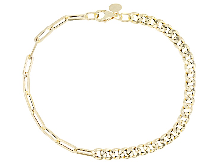 Pre-Owned 10k Yellow Gold 4.65mm Curb and Paperclip Mixed Link Bracelet