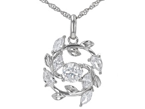 Pre-Owned White Cubic Zirconia Rhodium Over Silver Pendant With Chain 2.55ctw