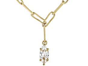 Pre-Owned White Lab Created Sapphire 18k Yellow Gold Over Sterling Silver Paperclip Necklace 0.98ct