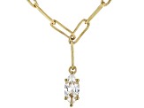 Pre-Owned White Lab Created Sapphire 18k Yellow Gold Over Sterling Silver Paperclip Necklace 0.98ct