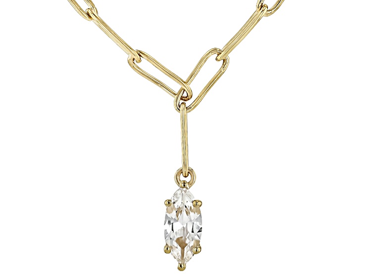 Pre-Owned White Lab Created Sapphire 18k Yellow Gold Over Sterling Silver Paperclip Necklace 0.98ct