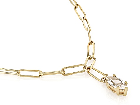 Pre-Owned White Lab Created Sapphire 18k Yellow Gold Over Sterling Silver Paperclip Necklace 0.98ct