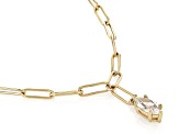 Pre-Owned White Lab Created Sapphire 18k Yellow Gold Over Sterling Silver Paperclip Necklace 0.98ct
