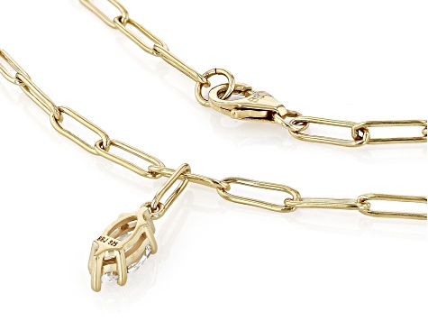 Pre-Owned White Lab Created Sapphire 18k Yellow Gold Over Sterling Silver Paperclip Necklace 0.98ct