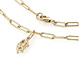 Pre-Owned White Lab Created Sapphire 18k Yellow Gold Over Sterling Silver Paperclip Necklace 0.98ct