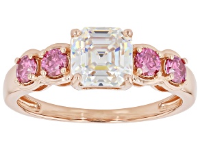 Pre-Owned Strontium Titanate With Pink Moissanite 18k Yellow Gold Over Sterling Silver Ring 2.29ctw