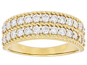 Pre-Owned Moissanite 14k Yellow Gold Over Silver Multi Row Ring 0.78ctw DEW.