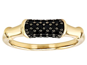 Pre-Owned Black Spinel 18k Yellow Gold Over Sterling Silver Ring 0.35ctw