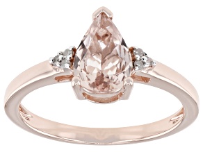 Pre-Owned Morganite With White Diamond 18k Rose Gold Over Sterling Silver Ring 1.06ctw