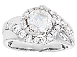 Pre-Owned Moissanite Platineve Bypass Design Ring 1.83ctw DEW
