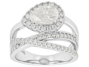 Pre-Owned Moissanite Platineve Crossover Ring 2.17ctw DEW