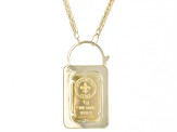 Pre-Owned 24k Yellow Gold 1g Padlock Ingot with 14k Gold Frame and 18" Spiga Necklace