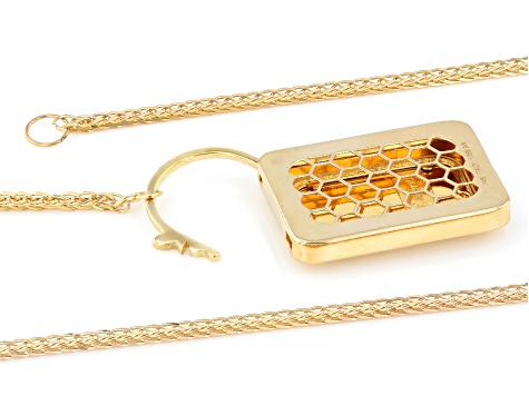 Pre-Owned 24k Yellow Gold 1g Padlock Ingot with 14k Gold Frame and 18" Spiga Necklace