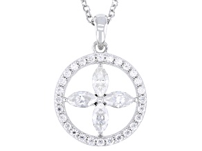 Pre-Owned Moissanite Platineve Halo Pendant 0.84ctw DEW
