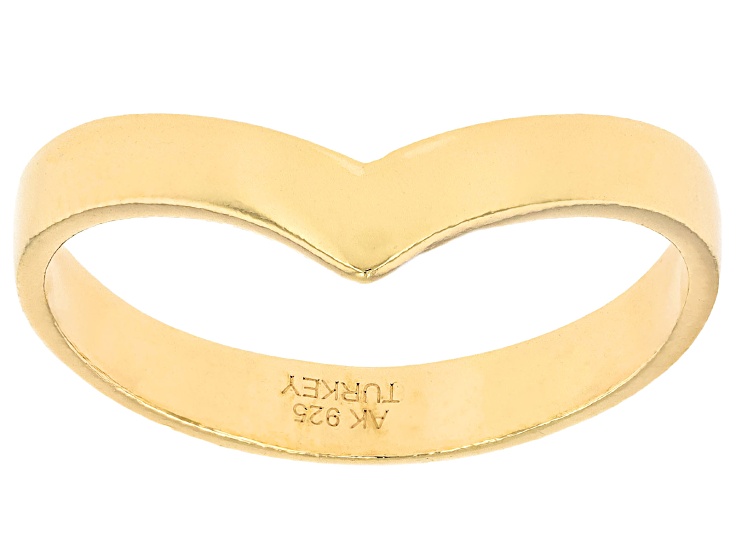 Pre-Owned 18k Yellow Gold Over Sterling Silver 3mm Chevron Band Ring