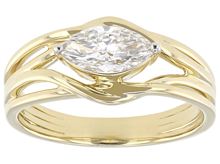 Pre-Owned Marquise White Lab-Grown Diamond H SI1 10K Yellow Gold Solitaire Ring 0.75ct