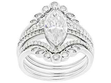 Picture of Pre-Owned Moissanite Platineve Ring With Four Chevron Bands 2.88ctw DEW