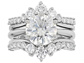 Pre-Owned Moissanite Platineve Ring With Guard 3.86ctw DEW
