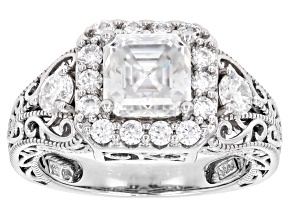 Pre-Owned Moissanite Platineve Halo Ring 2.59ctw DEW
