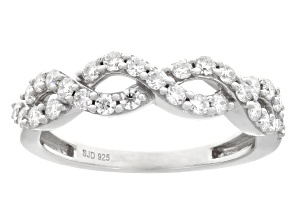 Pre-Owned Moissanite Platineve Crossover Ring 0.58ctw DEW.