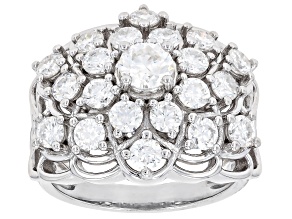Pre-Owned Moissanite Platineve Cluster Ring 2.50ctw DEW