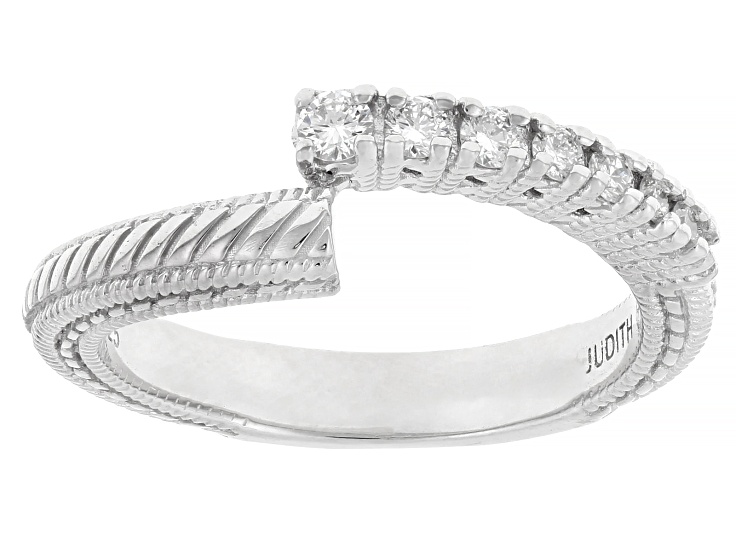 Pre-Owned Judith Ripka Prazana® Lab-Grown Diamonds F VS Rhodium Over Silver Ring 0.12ctw