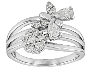 Pre-Owned Moissanite Platineve Butterfly Ring 0.79ctw DEW
