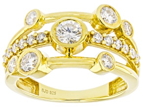 Pre-Owned Moissanite 14K Yellow Gold Over Silver Scatter Design Ring 1.13ctw DEW.